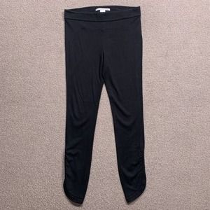 Diane Von Furstenberg Pants Women 8 Black Pull On Ruched Ankle Legging